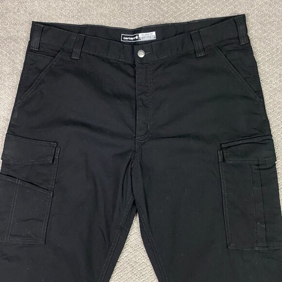 Carhartt Rugged Flex Relaxed Fit Canvas Cargo Work Pants Men's 40 x 32 Black - Picture 3 of 15